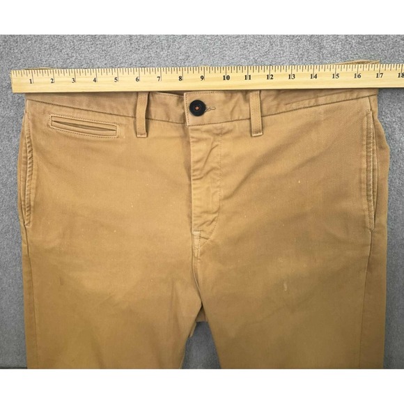 Hiroshi Kato Pants Mens 32x33 Tan Khaki Straight Leg Slim Chino Classic USA - Picture 8 of 16